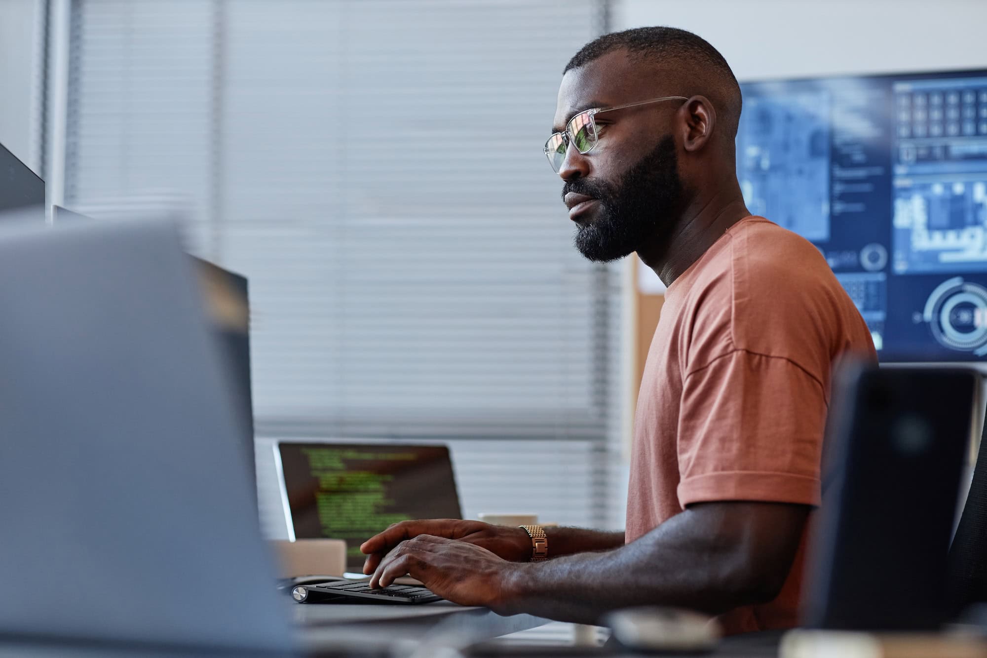 professional web developer working on website design for pure code digital
