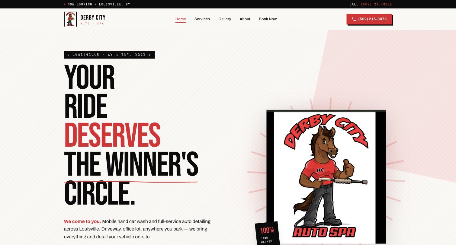 Derby City Auto Spa — a custom website Pure Code Digital designed and built