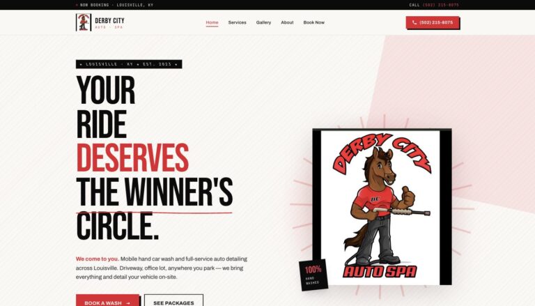 Derby City Auto Spa website homepage designed by Pure Code Digital