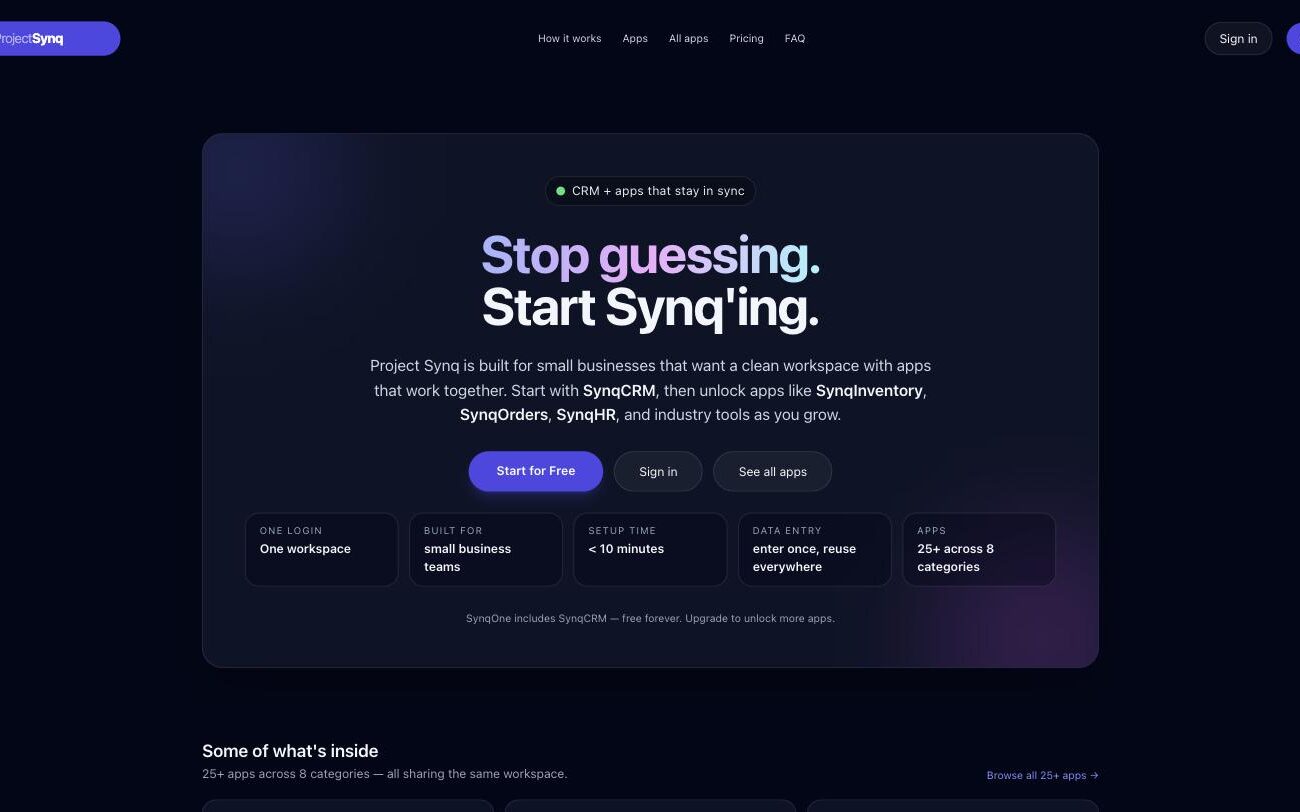 Frisco web design sample: a software startup website built by Pure Code Digital