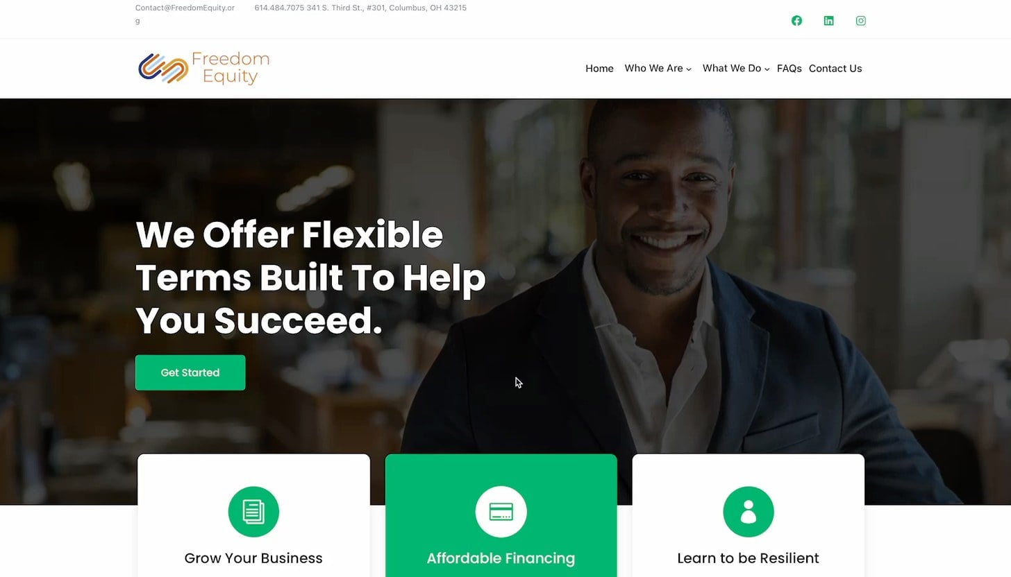 Freedom Equity community lending website designed and developed by Pure Code Digital