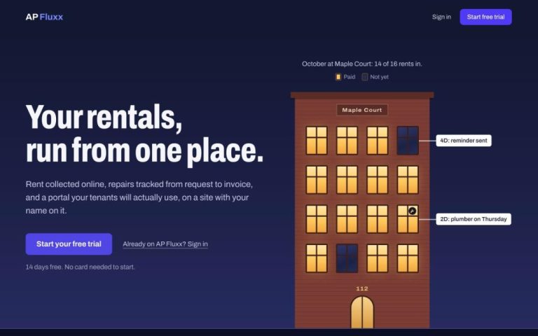 AP Fluxx property management software home page