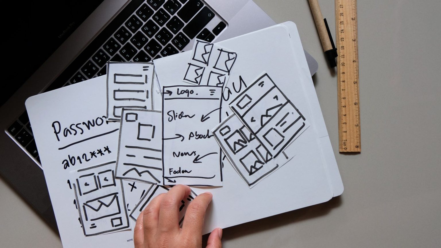 Website layout sketch for a Santa Barbara business website